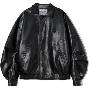 Aelfric Eden Womens Leather Black  Jacket Oversized Y2k  Jackets Coats